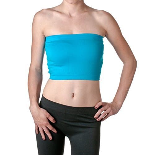 2NE1 Apparel Women's Basic Stretch Layer Seamless Tube Bra Bandeau Top, Turquoise, One Size