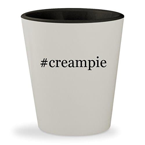 #creampie - Hashtag White Outer &amp; Black Inner Ceramic 1.5oz Shot Glass