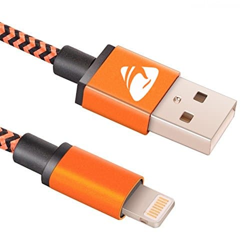 iPhone Charger,Lightning Cable Nylon Braided Tangle-Free USB Charging Cord for iPhone 7/7 Plus/6S /6 Plus/6S/6/SE/5S/5C/5, iPad4, iPad Pro, iPad Air, iPad Mini by Rephoenix(orange-1m)