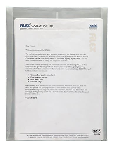 Solo A4 Polypropylene Clear Press Stud Document Wallet Folders - Pack of 10