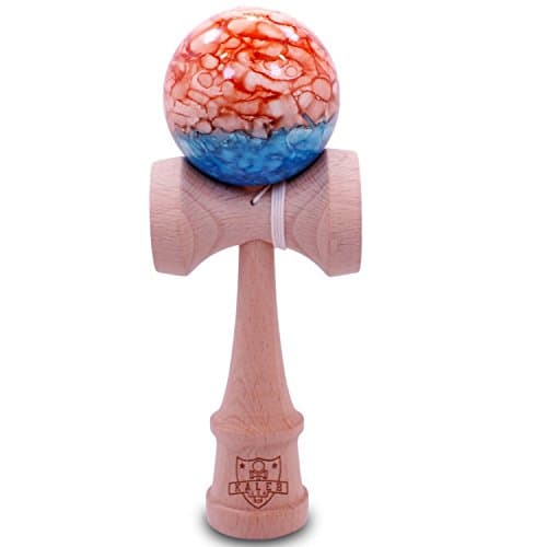 Orange &amp; Blue Marble Kendama And Extra String