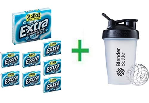 Extra Gum Polar Ice Mega Pack, 35 ct (Pack Of 8) + Blender Bottle 20 oz