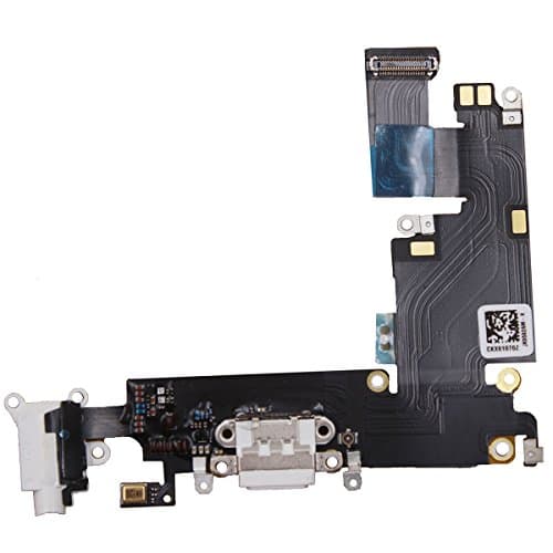 iPhone 6 Plus Charging Port Microphone Replacement Lightning Port Headphone Audio Jack USB Dock Connector Ribbon Flex Cable 5.5'' (White)