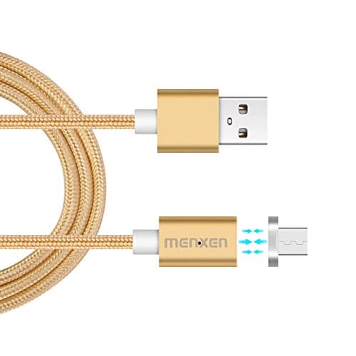 MENXEN USB Super Magnetic Cable， LED Display 2.4A Data Sync and Fast Charge 3.28ft Magnetic Charging Cable for Android, HTC, Samsung, Sony and More (Gold)