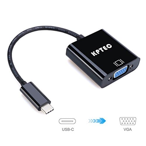 KPTEC USB 3.1 Type C USB-C (Thunderbolt 3 Port Compatible) to VGA Adapter - Black
