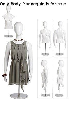 New Round Chrome Based Glossy White Female Half Body Form 31 1/2" Bust