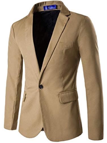 GRMO Men Solid Color Slim Fit Classic Casual Lapel One Button Wedding Jackets Coat Blazer