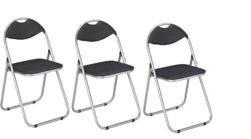 Black And Silver Steel Folding Foldable Kitchen & Dining Tables Chairs x 3