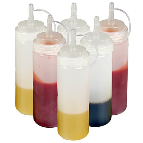 Plastic Condiment Squeeze Bottles Kitchen with Cap Oil Squeeze Bottle Kitchen Plastic Set of 6,450ml