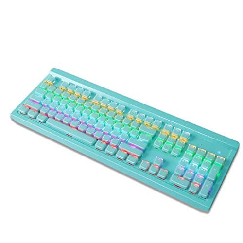 Wired Mechanical Keyboard Blue Switch 104 Keys with 6 RBG Backlight, for PC/Mac Programmers Gamers with Crystal Key Cap