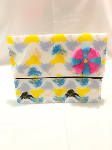Multi Colored Fold Over Clutch Purse (Yellow, White, Black &amp; Blue)