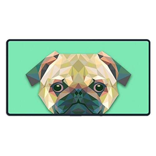 Perfect Gift - Extended Gaming Mouse Pad, Cute Funny Poly Pug Dog Green Mouse Pads, Water-Resistant, Non-Slip, Personality Desings Gaming Mouse Mat Style 29.5 X 15.7 X 0.12 In