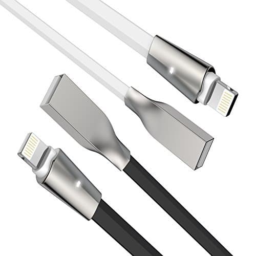 Aimus iPhone Charger, 6FT w LED Light [2Pack] Flat Lightning Cable iPhone Charging USB Cord for iPhone 7/7 Plus/6s/6s Plus/6/6 Plus/5/5S/5C/SE/iPad Air/Mini and iPod (Black&amp;White)