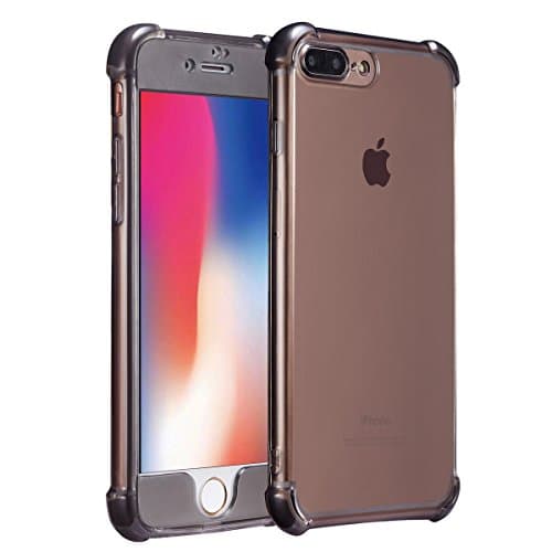 iPhone 8 Plus Case iPhone 7 Plus Cover, Super Thin PC+TPU Bumper Case With Front Cover and Back Cover, Upgraded Shock Absorption TPU Bumper Cushion Design 360° Protection (Black-iPhone 8 Plus/7 Plus)