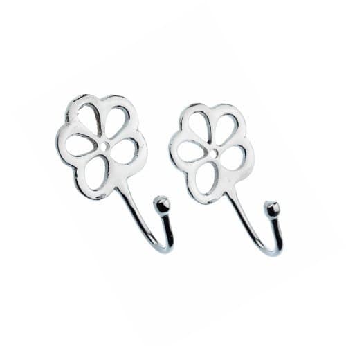 Harrison Drape Clover Metal Curtain Tie Back Hooks, Chrome, Pair by Harrison Drape