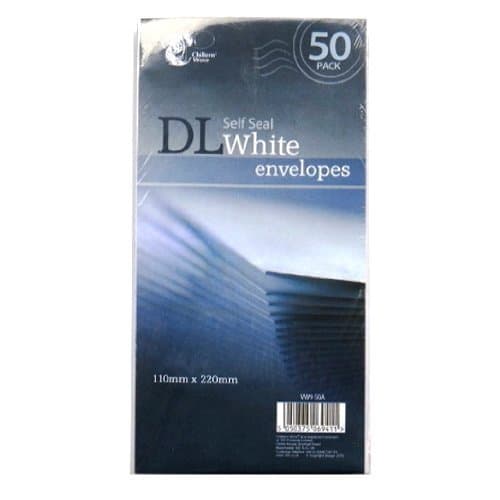DL 100 Self Seal White Envelopes/2 Pks 50