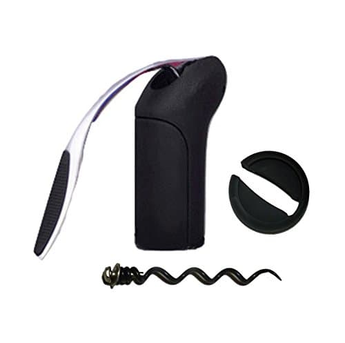 Black Rabbit Style Vertical Lever Corkscrew Gift Set with Foil Cutter and Extra Spiral – Wine Bottle Opener with Ergonomic Handle