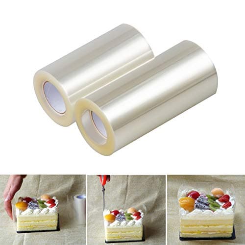 Maygone 8cm(3.1") Tall Clear Cake Collars Rolls Hard Mousse Cake Edge Decorating Tape Strip Transparent for Chocolate Mousse Cake Baking Modelling Tools -Standard Size