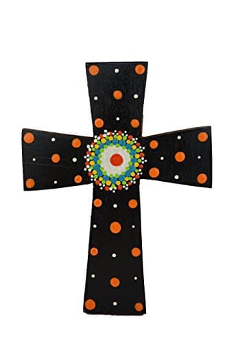 Costa Rican hand painted wall cross (Medium - Black)