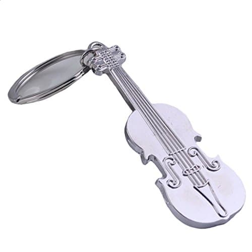 Sumperth Mini Creative Violin Keyring Charm Metal Chain Silver Key Ring Men Gift Bag Decorations