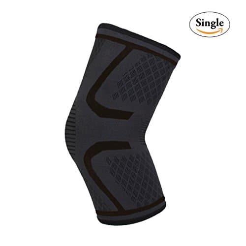 Single Knee Compression Sleeve Support sunonline Nonslip Compression Sleeves Brace Support for Joint Pain Relief, Injury Recovery, Running, Jogging and Leg Strength Sports (Black, L)