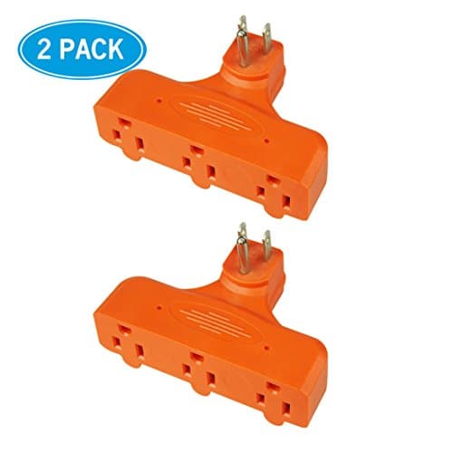 HomeHopes Power Socket Outlet Adapter Plug, Flat-shaped(2 PK,Orange)