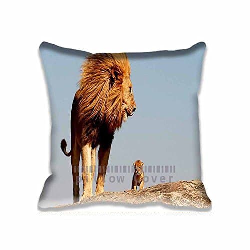 Home Decorative Throw Pillow Covers Cotton Polyester Square Pillow Cases Lion King And Baby Couch Cushion Covers 18x18inch