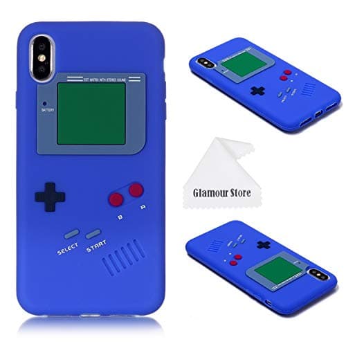 iPhone Xs Max Case,Retro 3D Game Boy Gameboy Design Style Soft Silicone Cover Case for Apple iPhone Xs Max 6.5 inch+ Free Cleaning Cloth As a Gift (Dark Blue)