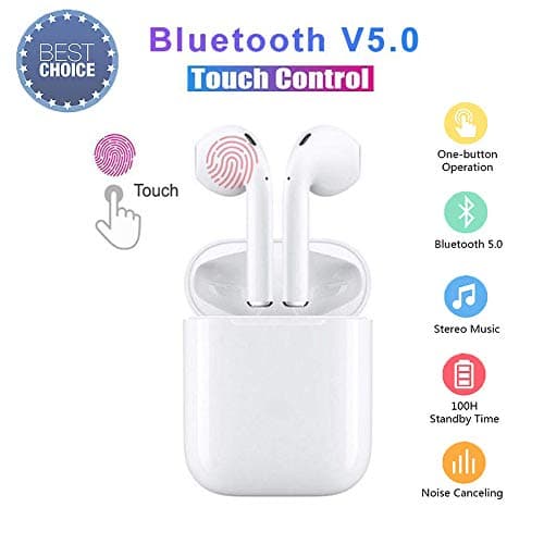 Bluetooth Headset,Touch Wireless Earbuds HiFi Headset in-Ear Headphone Noise Reduction Headset,Sports Portable Wireless Bluetooth Earphones for Apple Airpods Android/iPhone