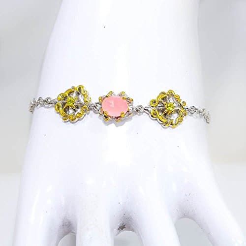 Handmade Natural Rose Quartz Sterling silver Bracalets