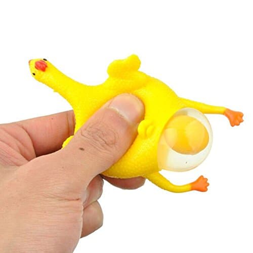 3 pack Squeeze Chicken Laying Egg Keychain,Stress Relief Vent Tricky Toys Gag Gift by Apearl