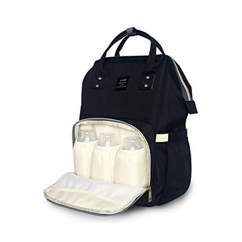 Diaper Backpack, Large Capacity Baby Bag, Multi-Function Travel Backpack Nappy Bags, Nursing Bag, Fashion Mummy, Roomy Waterproof for Baby Care, Stylish and Durable by QpenguinBabies (Black)