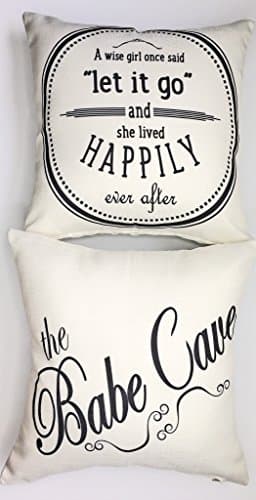Babe cave-let it go funny ivory Throw Pillow