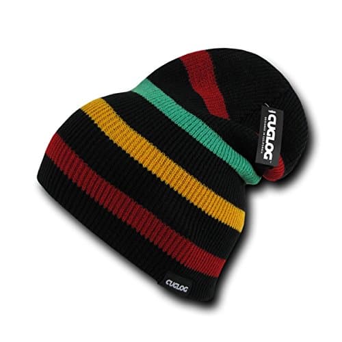 CUGLOG Monte Fitz Roy Striped Pattern Slouch Beanie_Rasta_One Size