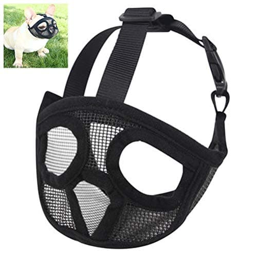 Hihey muzzle for dogs with flattened muzzle adjustable breathable: English Bulldog French Bulldog Pekingese Shih-Tzu Pug also suitable for cats