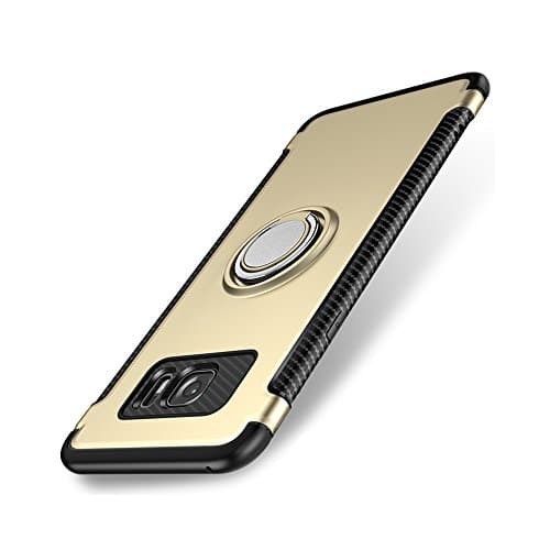 Galaxy S7 Edge Case,Decovans DS07 Slim Drop Protection Shockproof Cover Galaxy S7 Edge Cases with Ring 360 Degree Rotating Ring Grip Cases for Galaxy S7 Edge - Gold