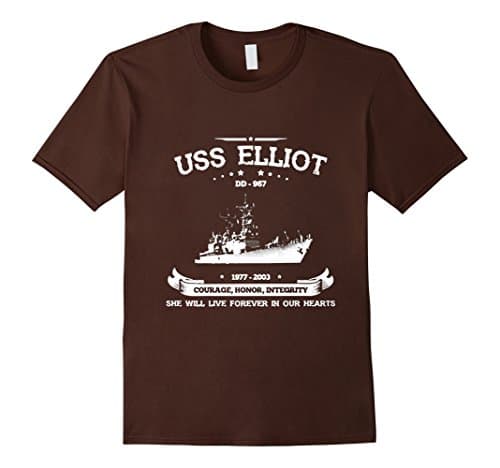 Mens USS Elliot (DD-967) Tshirt Medium Brown