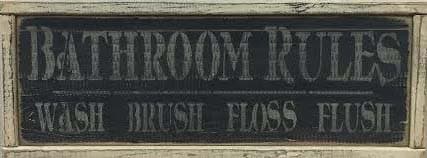 Bathroom Rules Distressed Wood Sign