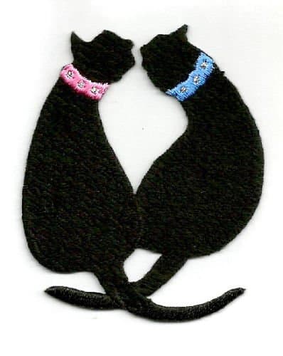 Cats Together Black Silhouette Iron On Applique - HYOMI PATCH
