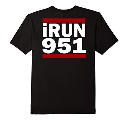 Mens BACK DESIGN Cool I Run 951 area code T Shirt Riverside Runni Medium Black