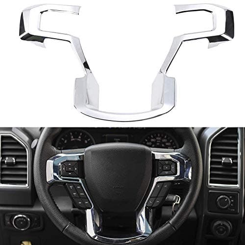 JERALD GATES 1 PCS Silver ABS Steering Large Wheel Trim Organizer Fit Car Acceaaories For 2015-2018 Ford F150,2017-2018 F250 F350