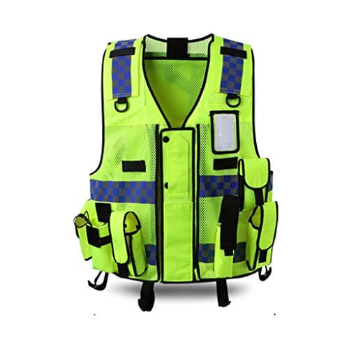 WBBFGF Multi-Functional Reflective Vest, Multi-Pocket Vest Traffic Motorcycle Riding Reflective Traffic Clothing Safety Clothing Fluorescent Yellow (Size : 3 Packs)