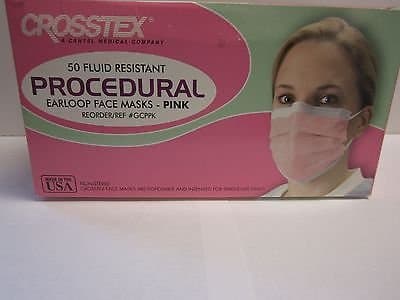 CrossTex GCPPK Procedural Earloop Performance Level Face Mask, Pink (Pack of 50)