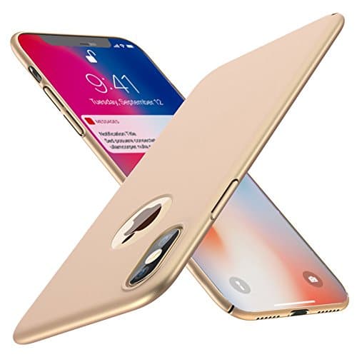 QueenAcc iPhone X Case Hard Protect Phone Case Back Cover Bumper,Ultra-Thin Perfect Fit, Slim Minimal Anti-Scratch Protective Lightweight case for iPhone X(gold).