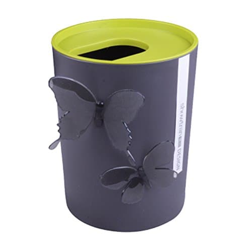 Battletter Creative Mini Desktop Trash Can with Vivid Butterfly (deep gray)