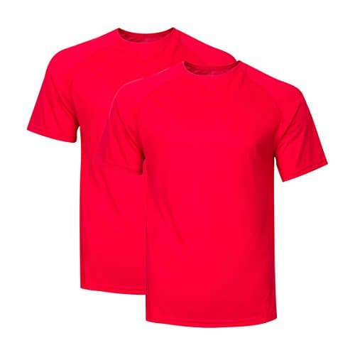 Active Mens Performance Wicking Workout T Shirts 2 Pack Red Large