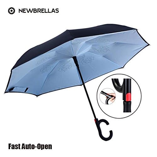 NEWBRELLAs Creative Auto-close Inverted Umbrella for Driver (Auto-open, Blue)