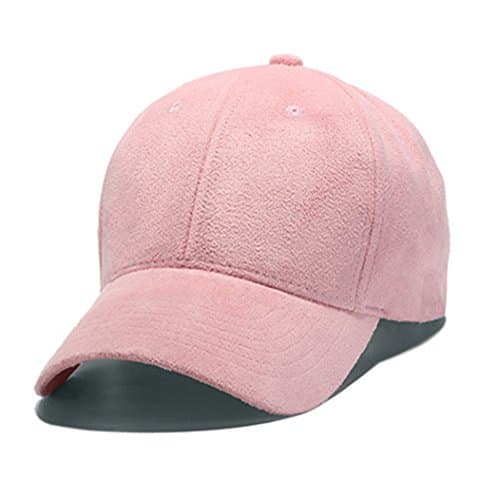 Stylish Unisex Baseball Cap Solid Color Suede Adjustable Plain Hat (Pink)