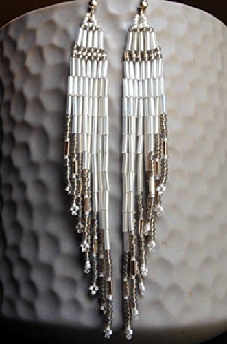 Beaded Smokey Opal Graduated Shoulder Duster Earrings