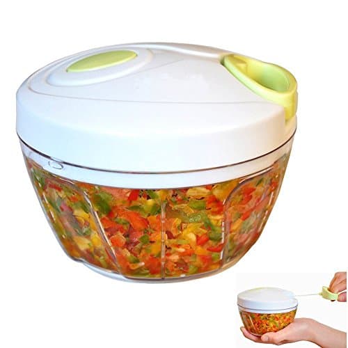 Kitchen Manual Food Chopper,Compact &amp; Powerful Hand Powered Food Processor,Vegetable Chopper / Mincer / Blender to Chop Fruits, Vegetables, Nuts, Herbs, Onions, Garlics for Salsa, Salad, Pesto